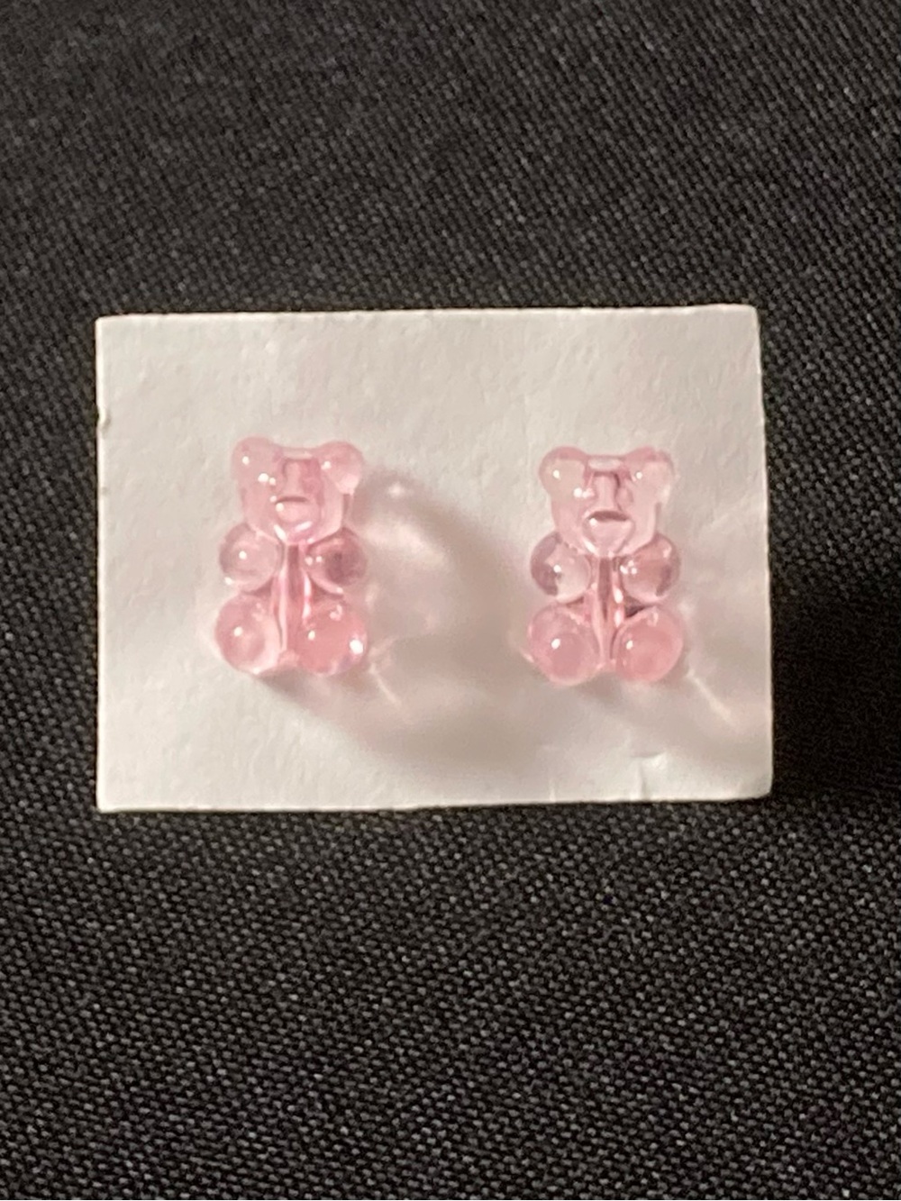 Handmade Pastel Pink Transparent Gummy Bear Stud Earrings